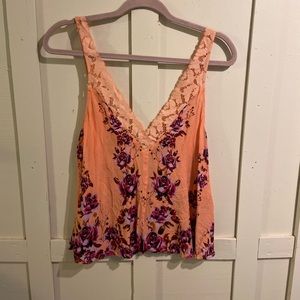 Free People intimately crop lace floral tank sz s